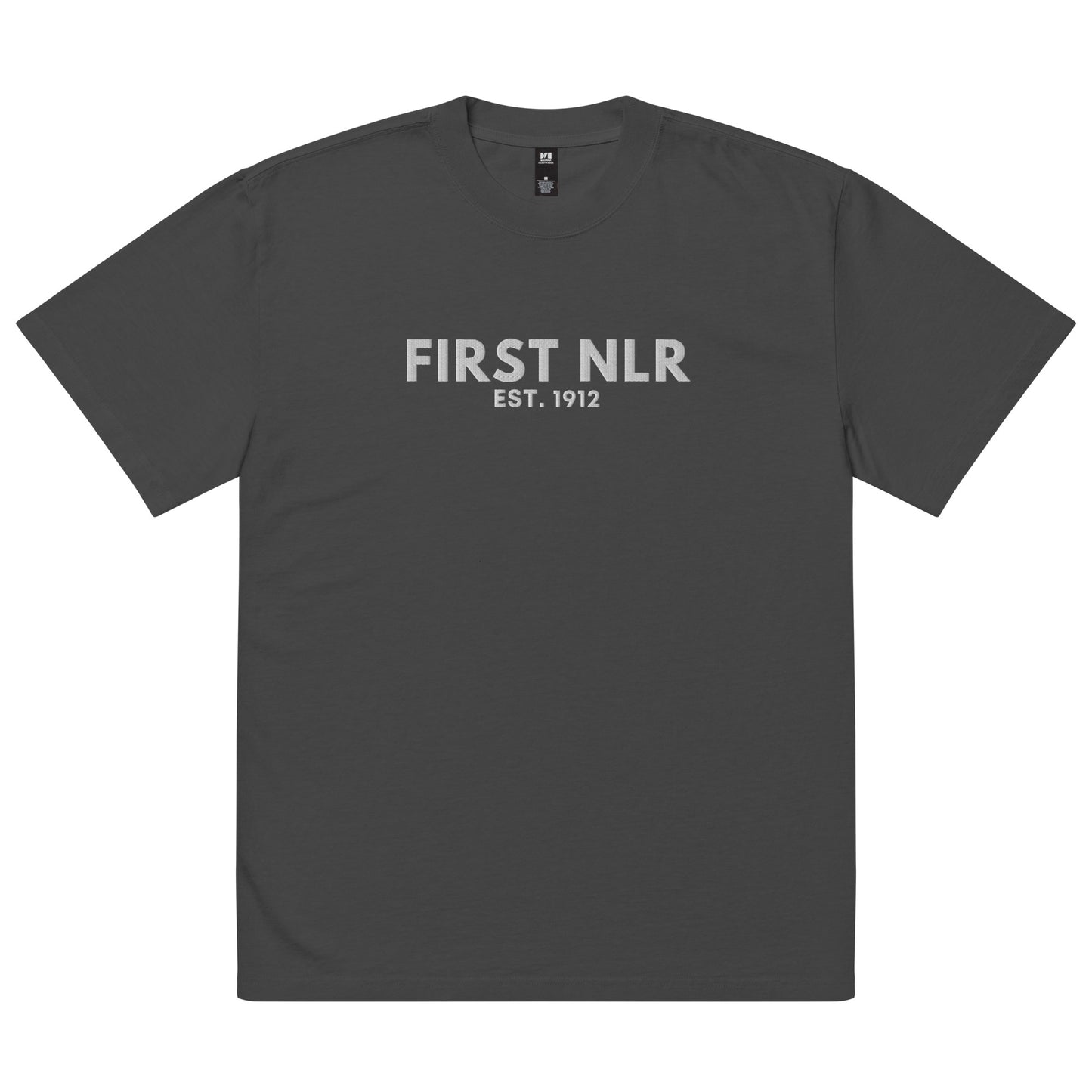 First NLR Embroidered (White) Oversized faded t-shirt