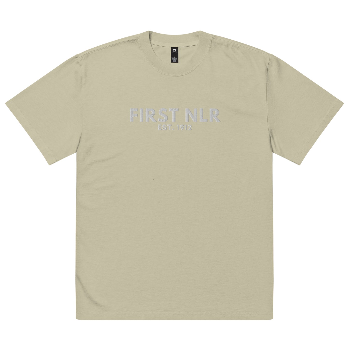 First NLR Embroidered (White) Oversized faded t-shirt