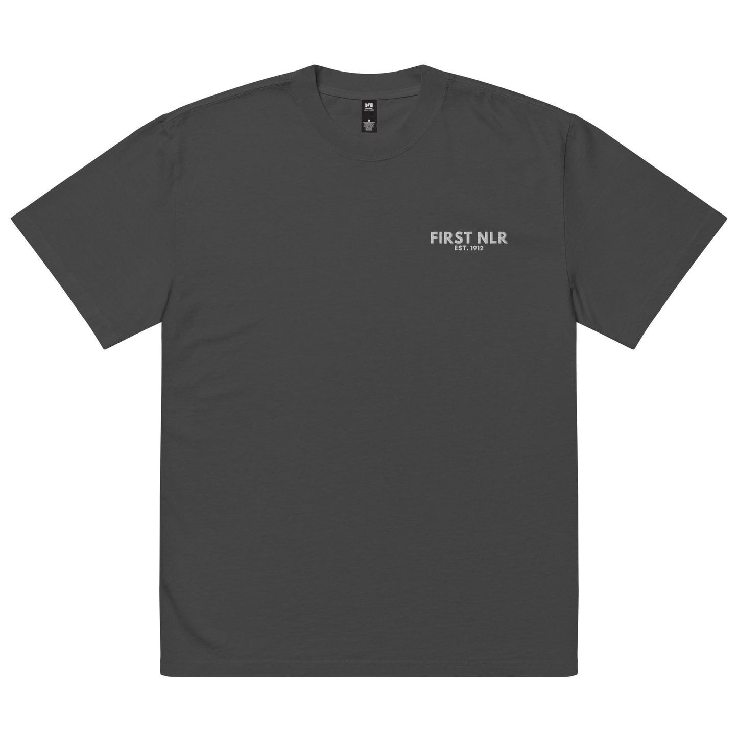 First NLR Pocket Embroidered (White) Oversized faded t-shirt