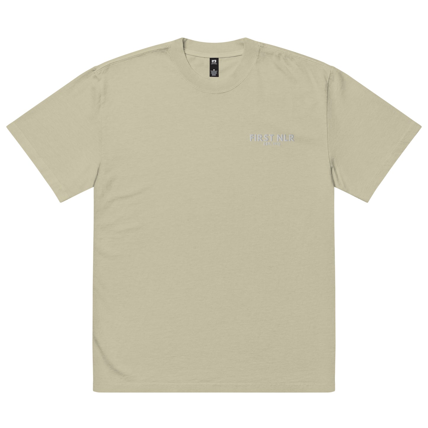 First NLR Pocket Embroidered (White) Oversized faded t-shirt