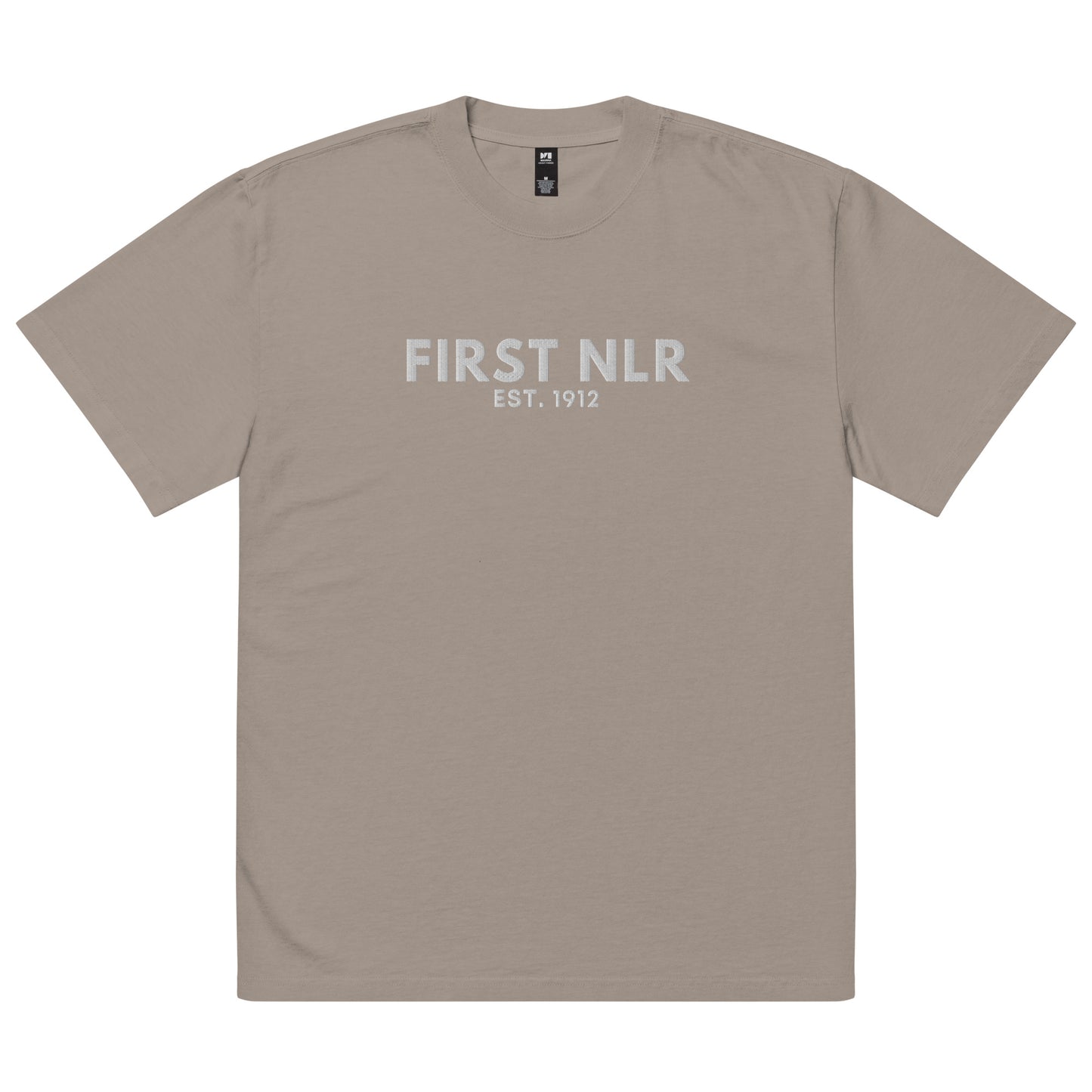 First NLR Embroidered (White) Oversized faded t-shirt