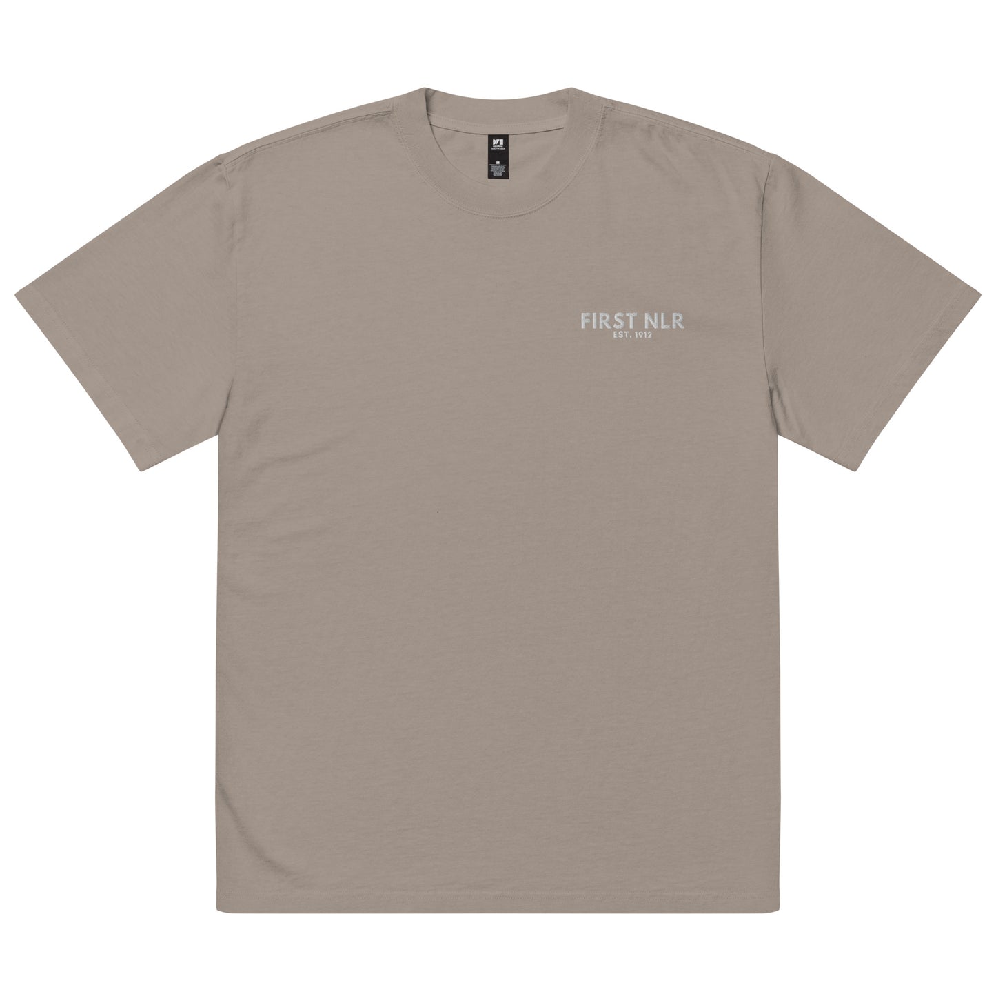 First NLR Pocket Embroidered (White) Oversized faded t-shirt