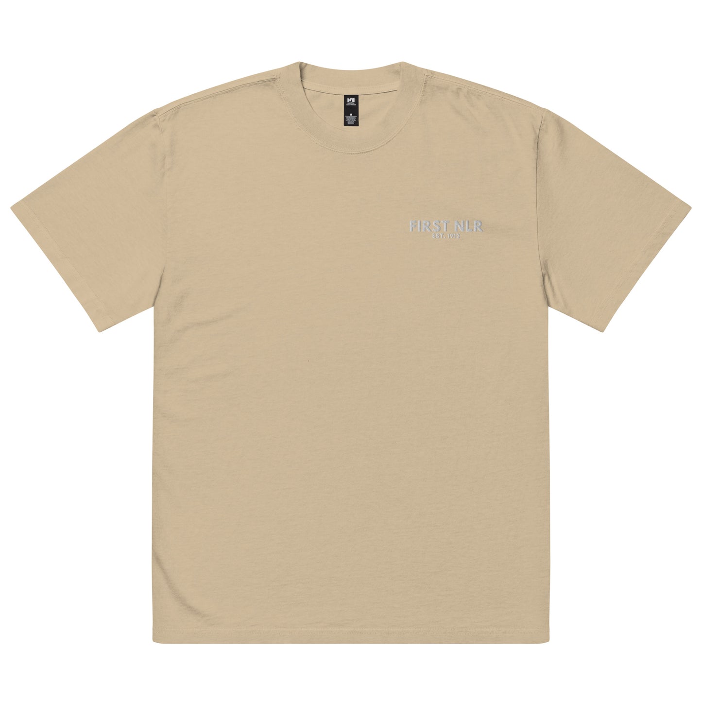 First NLR Pocket Embroidered (White) Oversized faded t-shirt